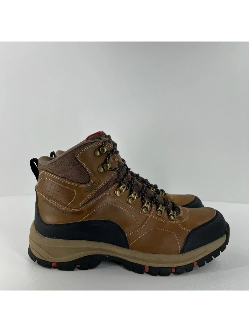 Eddie Bauer Brandon Waterproof Hiking Boots Men 10 Leather Mid Top Lace Up Brown